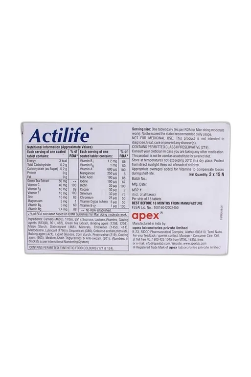 actilife tablet 15's